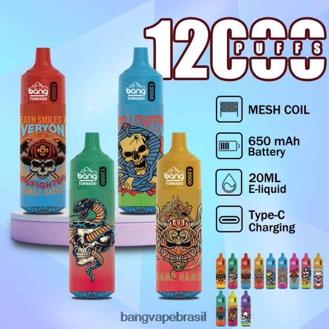 Bang Vape Tornado 12.000 baforadas com led e bobina de malha - 8BDZ024 Bang Vape Disposable descartável