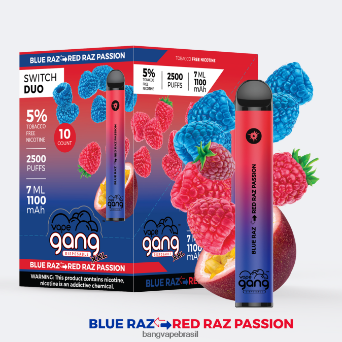 Vape Gang Switch Duo 2 sabores (caixa com 10) - 8BDZ0246 Bang Vape Price maçã vermelha - maçã verde