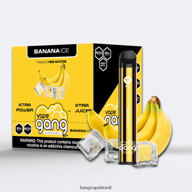 Vape Gang XL vapes descartáveis ​​600 baforadas (caixa com 10) - 8BDZ0263 Vape Gang Brasil gelo de banana