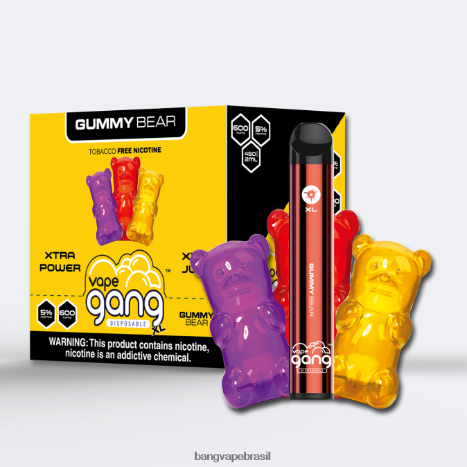 Vape Gang XL vapes descartáveis ​​600 baforadas (caixa com 10) - 8BDZ0264 Bang Vape Brasil ursinho de goma
