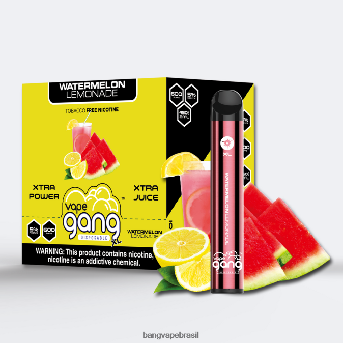 Vape Gang XL vapes descartáveis ​​600 baforadas (caixa com 10) - 8BDZ0265 Vape Gang Disposables limonada de melancia