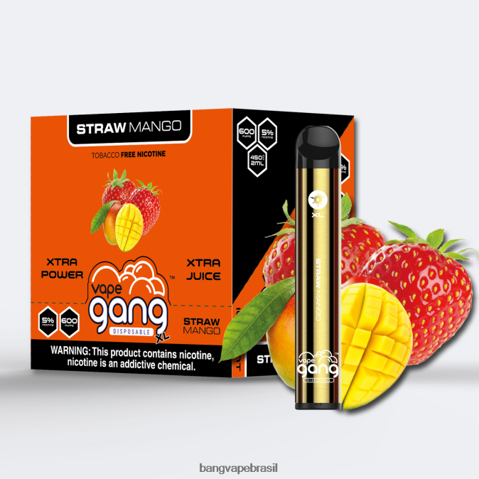 Vape Gang XL vapes descartáveis ​​600 baforadas (caixa com 10) - 8BDZ0266 Bang Vape Disposable manga palha