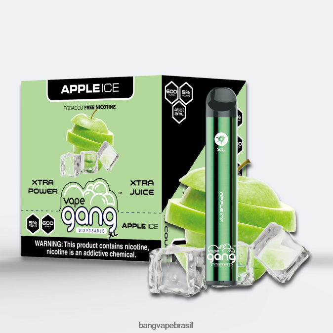 Vape Gang XL vapes descartáveis ​​600 baforadas (caixa com 10) - 8BDZ0267 Vape Gang Flavors gelo de maçã