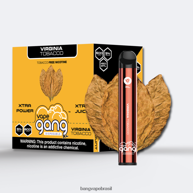 Vape Gang XL vapes descartáveis ​​600 baforadas (caixa com 10) - 8BDZ0270 Bang Vape Flavors tabaco da Virgínia