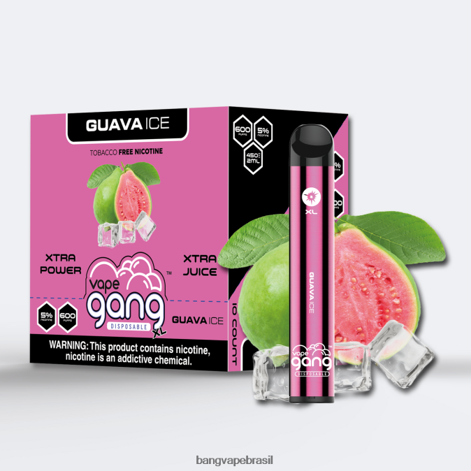 Vape Gang XL vapes descartáveis ​​600 baforadas (caixa com 10) - 8BDZ0272 Best Bang Vape Flavor gelo de goiaba
